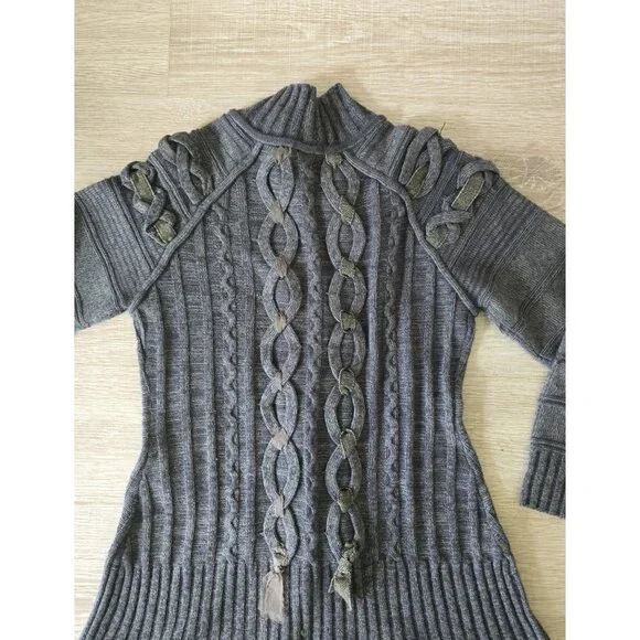 Covelo Wool Angora Rabbit Silk Cotton Cable Knit Mock Neck Cardigan Sweater M - Picture 12 of 15